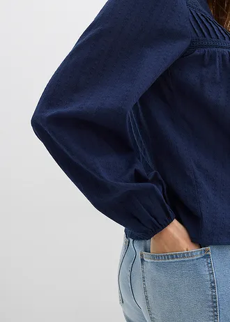 Chemisier brodé en coton • bleu foncé • Boutique bonprix