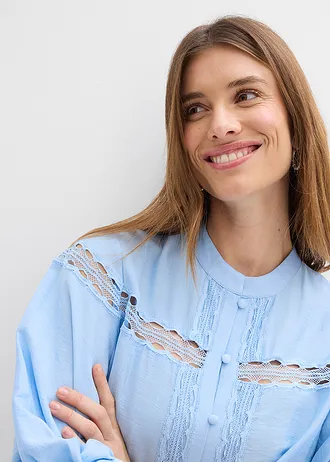 Blouse van geborduurd katoen • lichtblauw • bonprix online shop