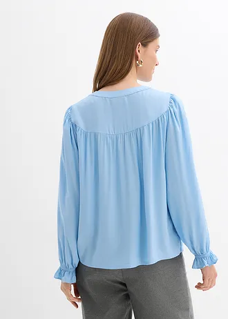 Prairieblouse van soepele viscose, Kleur: lichtblauw