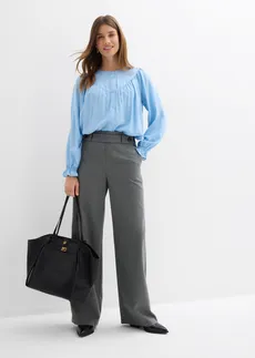 Chemisier style campagne en viscose fluide, Couleur: bleu clair