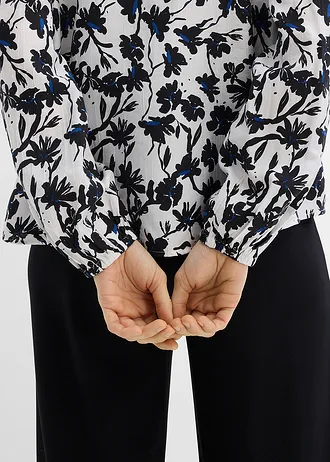 Blouse à effet froissé • écru-noir floral • Boutique bonprix