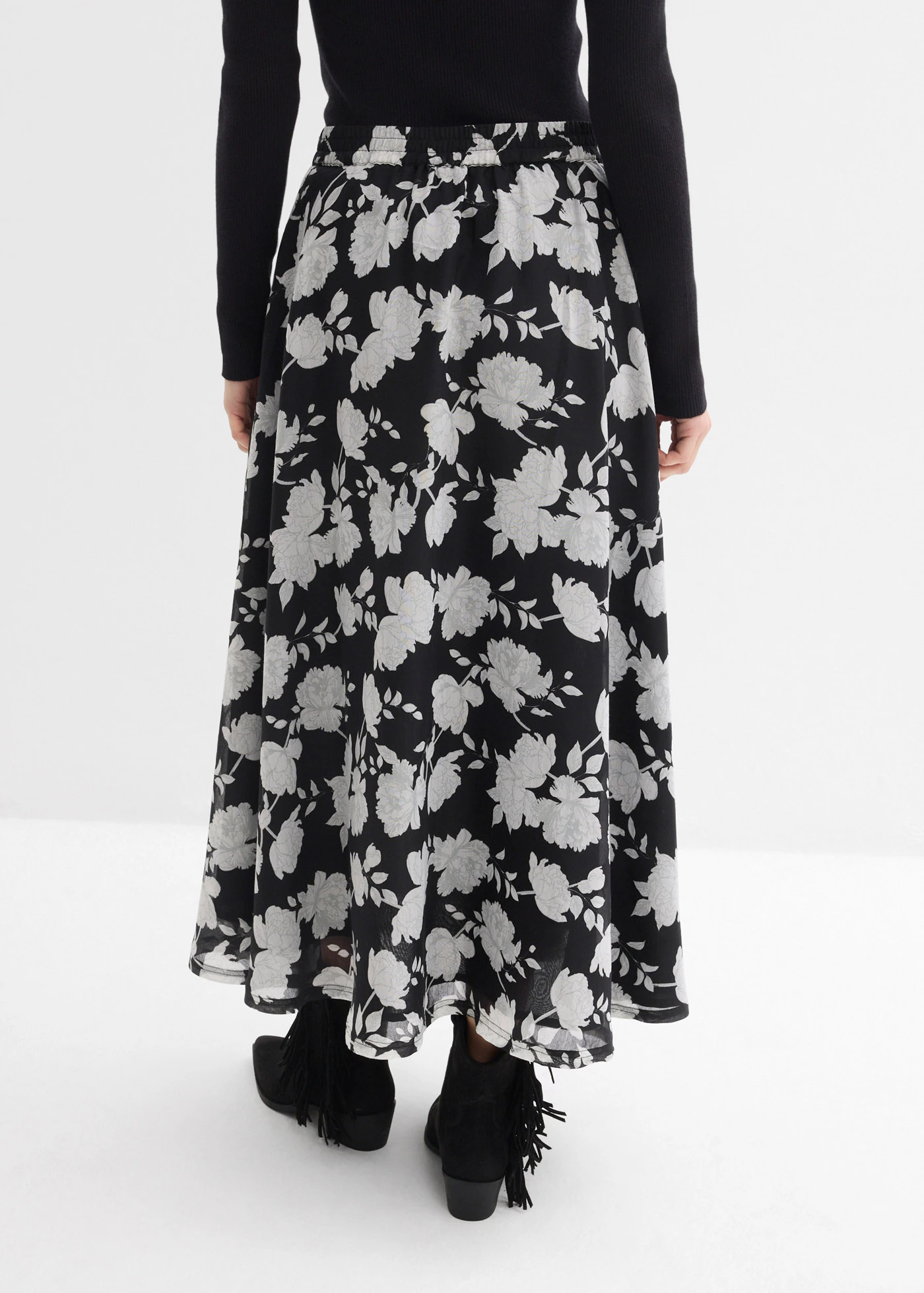 Maxirok • zwart gebloemd • bonprix online shop