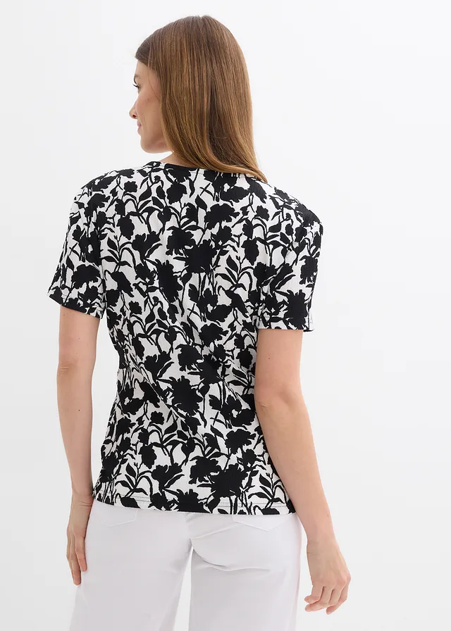 T-shirt imprimé • blanc/noir floral • product-page.page-title-suffix