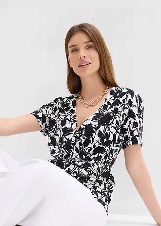 T-shirt imprimé • blanc-noir floral • Boutique bonprix