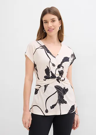 T-shirt, Couleur: crème-noir floral