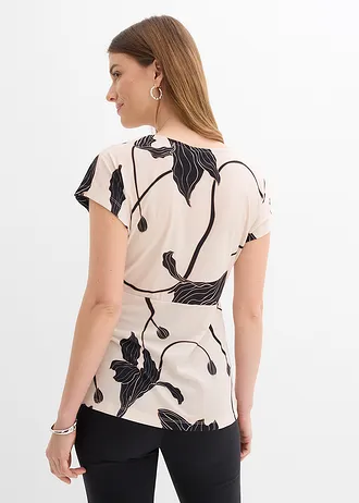 Shirt, Kleur: crème-zwart gebloemd