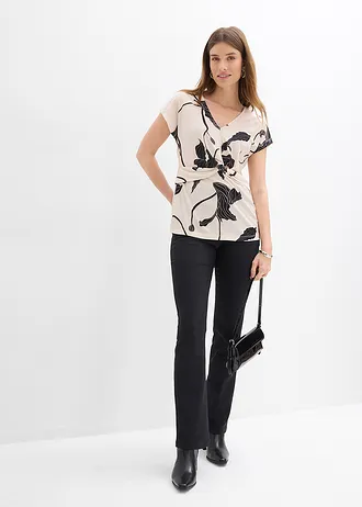 T-shirt, Couleur: crème-noir floral