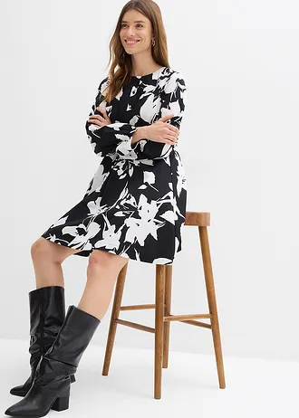 Robe-tunique 100% coton • noir-blanc floral • Boutique bonprix
