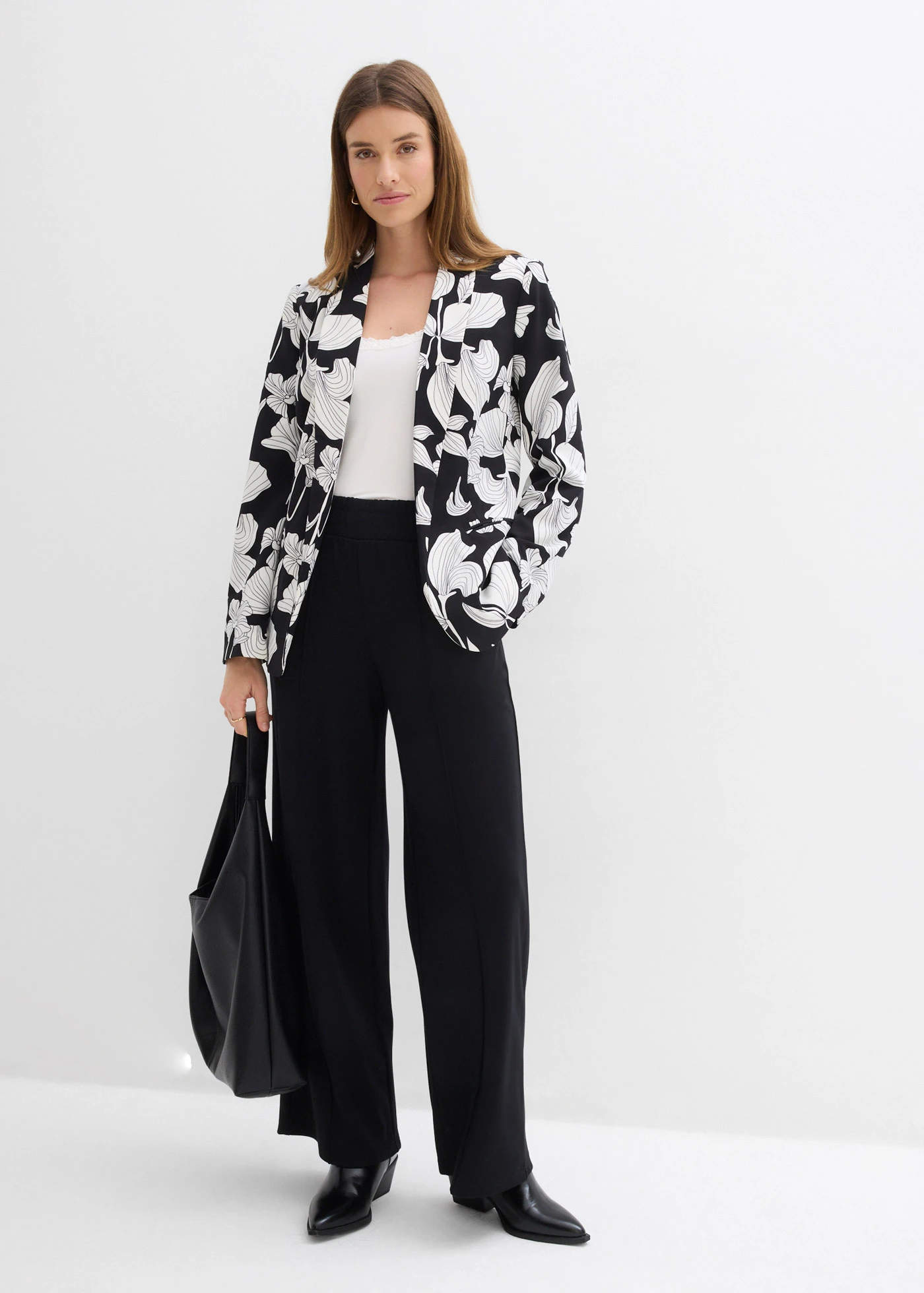 Gedessineerde blazer • zwart gebloemd • bonprix online shop