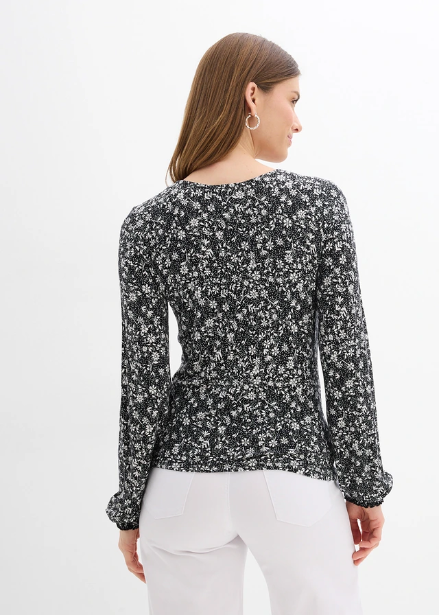 T-shirt en viscose fluide • noir/écru floral • product-page.page-title-suffix