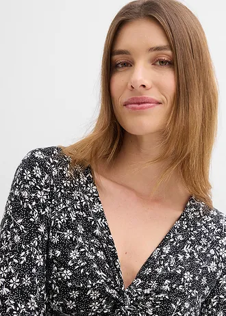 T-shirt en viscose fluide • noir-écru floral • Boutique bonprix