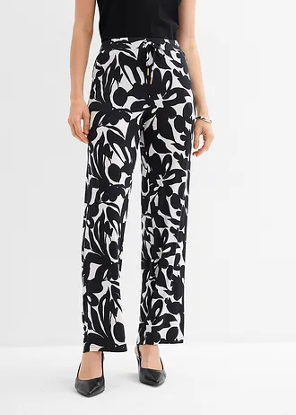 Pantalon en jersey viscose • noir-blanc imprimé • Boutique bonprix