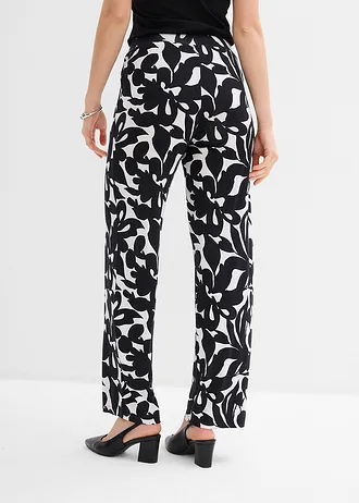 Pantalon en jersey viscose • noir-blanc imprimé • Boutique bonprix