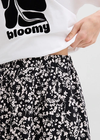 Fustă din jerse (2 buc./pac.) • negru/ecru floral + negru uni • magazin bonprix