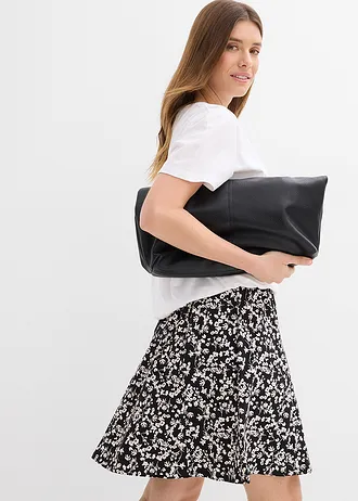 Jersey rok (set van 2) • zwart/wolwit gebloemd+effen zwart • bonprix online shop