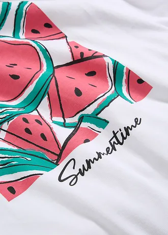 T-shirt oversize z czystej bawełny organicznej • biały z nadrukiem • sklep bonprix