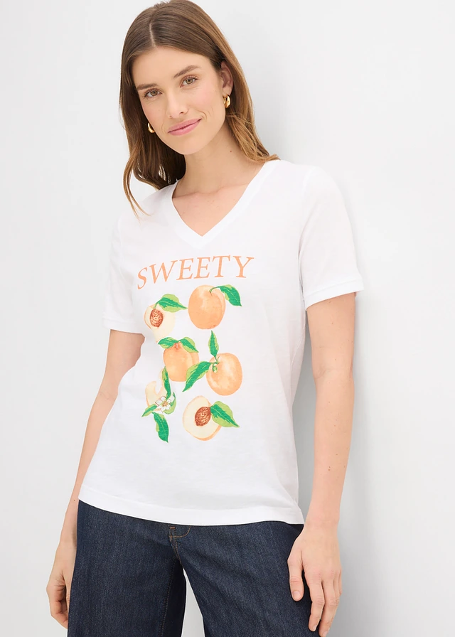 Tricou din bumbac organic 100% • alb/oranj-nectarină /verde-pară/maro ruginiu • magazin bonprix