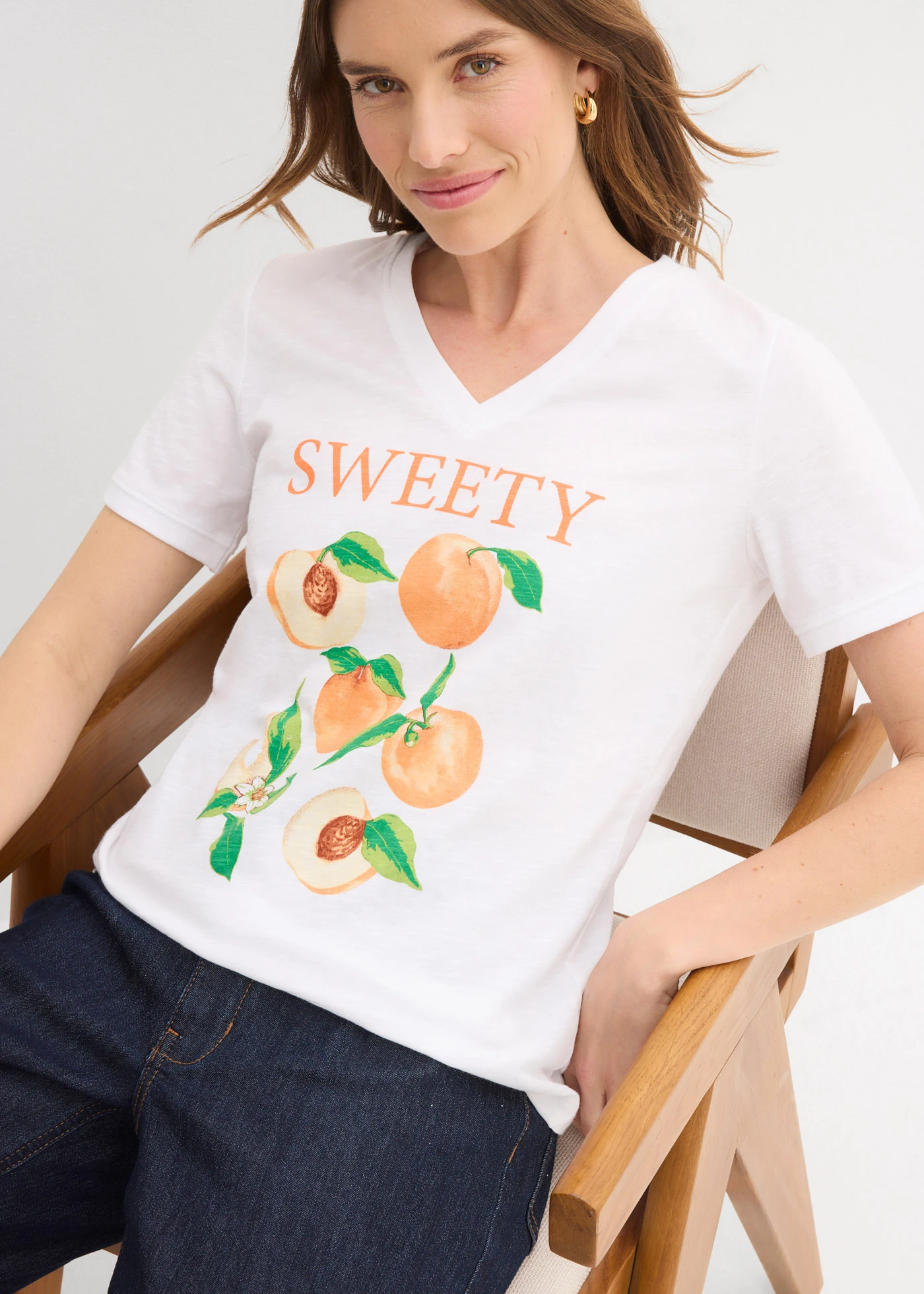 T-shirt van biologisch katoen • wit-kaneel-lichtbruin-roestbruin-donkergroen-vanille-peergroen-nectarine • bonprix online shop