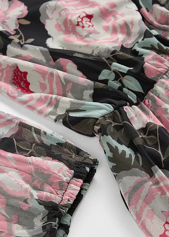 Midi jurk van zachte mesh • zwart gebloemd • bonprix online shop