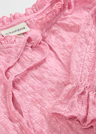 Krajkové tričko s balonovými rukávy • kouřová orchidej • bonprix obchod