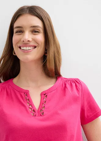 T-shirt à encolure originale • fuchsia • Boutique bonprix