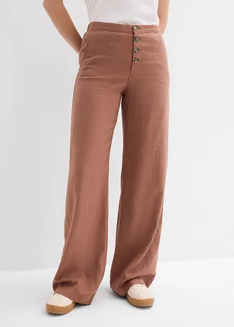 Pantalon palazzo en lin mélangé, long • marron • Boutique bonprix