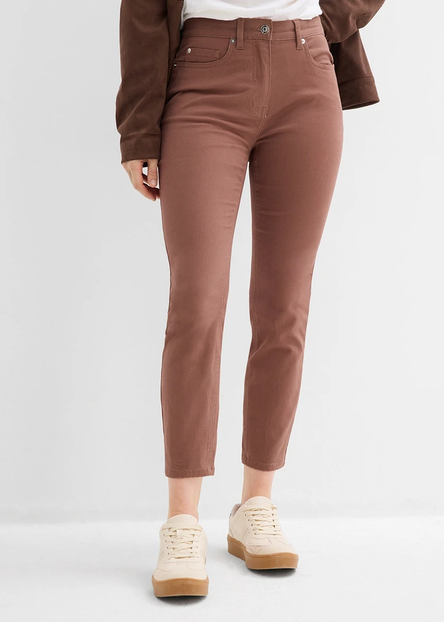 Pantalon 7/8 taille haute, Couleur: marron