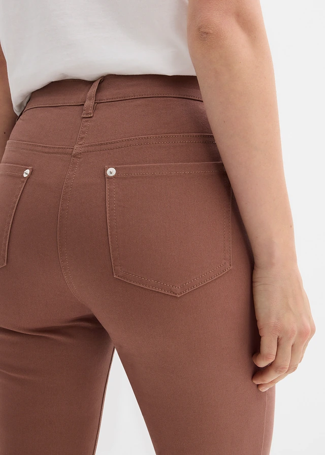 7/8 strečové kalhoty, High Waist • kaštanově hnědá • bonprix obchod