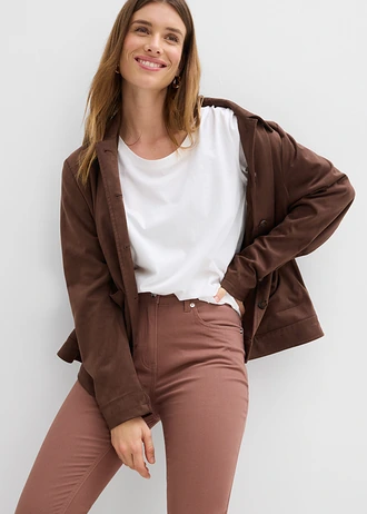 7/8 slim fit stretch broek, high waist • kastanjebruin • bonprix online shop