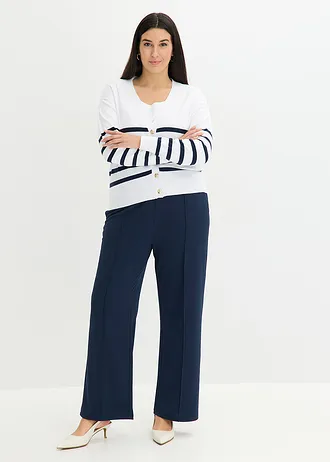 Gilet en maille douce, Couleur: blanc-bleu foncé rayé