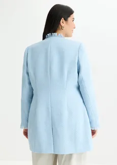 Blazer long en maille bouclée, Couleur: bleu poudré