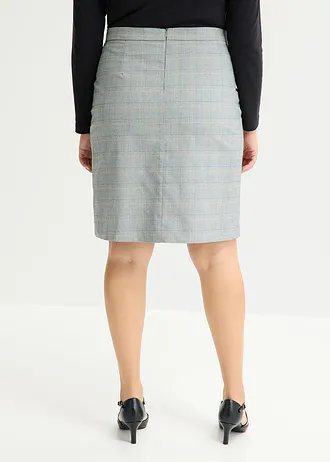 Jupe crayon à carreaux écossais, Couleur: noir-sable carreaux