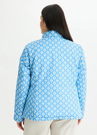 Lichte gewatteerde omkeerbare jas met print, Kleur: middenblauw-wolwit met grafische print
