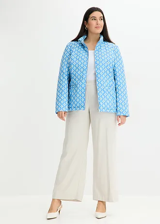 Veste réversible et légère à imprimé, Couleur: bleu moyen-écru graphique