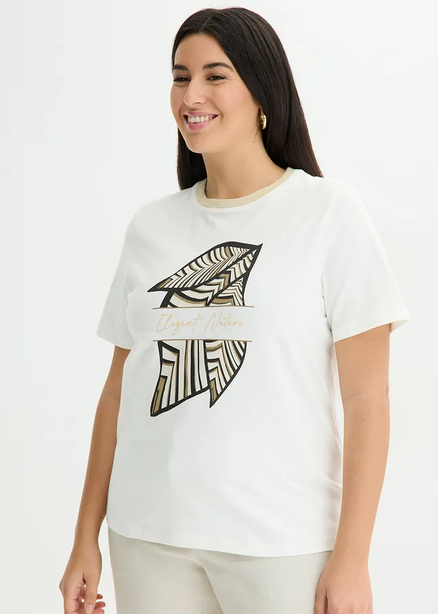 T-shirt en coton, Couleur: écru
