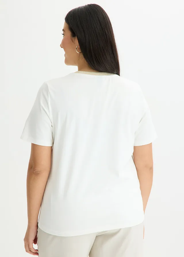T-shirt en coton, Couleur: écru