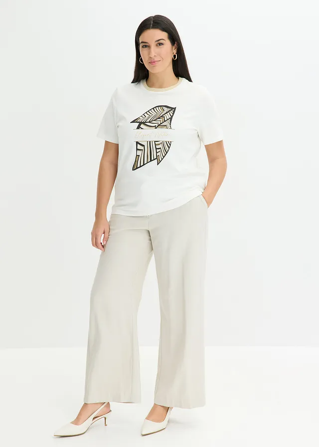 T-shirt en coton, Couleur: écru