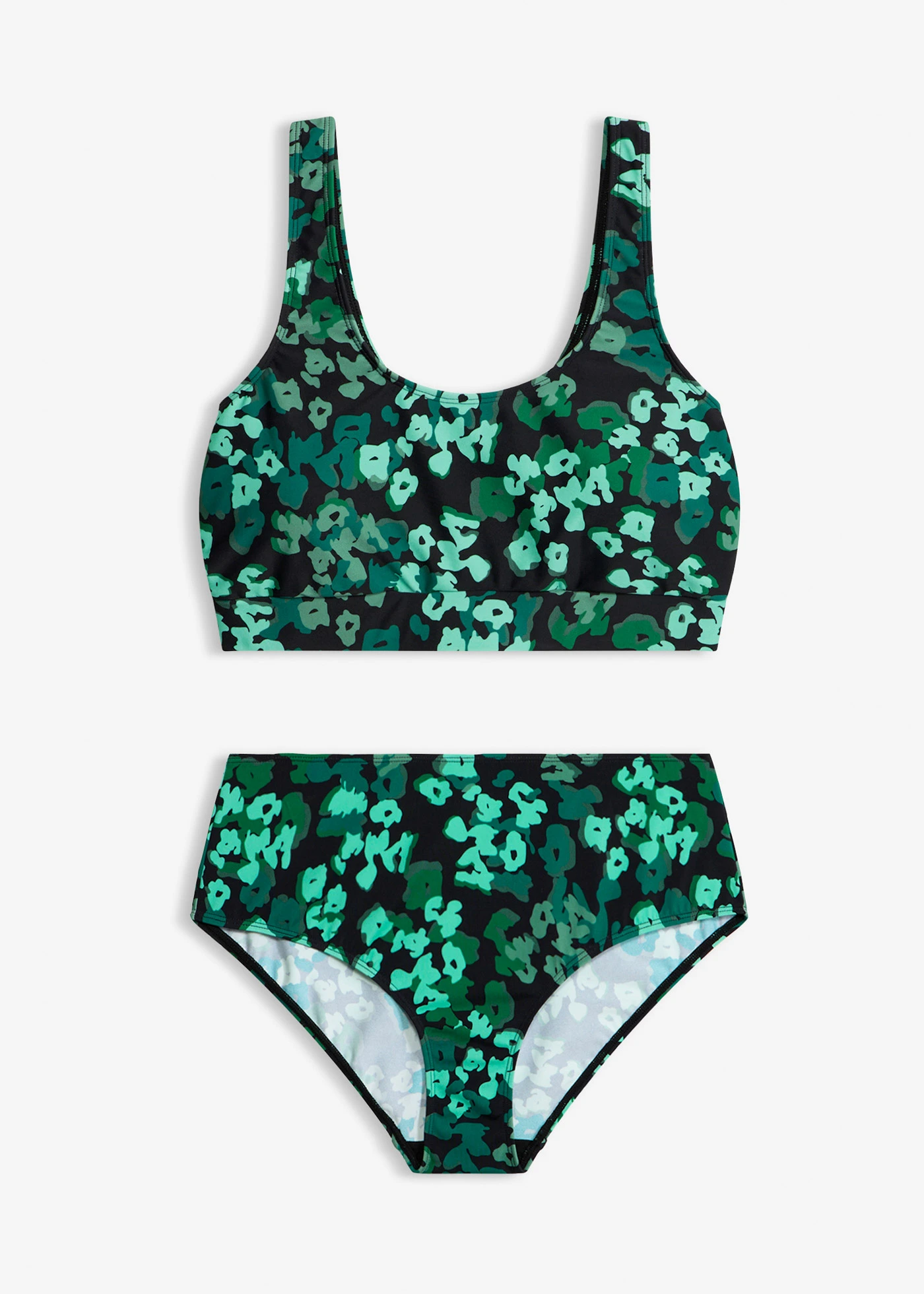 Bralette bikini (2-dlg. set) • zwart-groen gebloemd • bonprix online shop