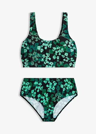 Bralette bikini (2-dlg. set) • zwart-groen gebloemd • bonprix online shop