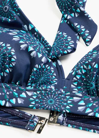 Haut de bikini dos nu à décolleté en V • bleu nuit graphique • Boutique bonprix