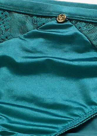 Slip en polyamide brillant avec dentelle • vert poivre • Boutique bonprix