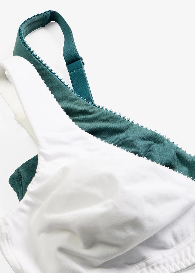 Bralette zonder beugels met katoen (set van 2) • pepergroen-wit • product-page.page-title-suffix