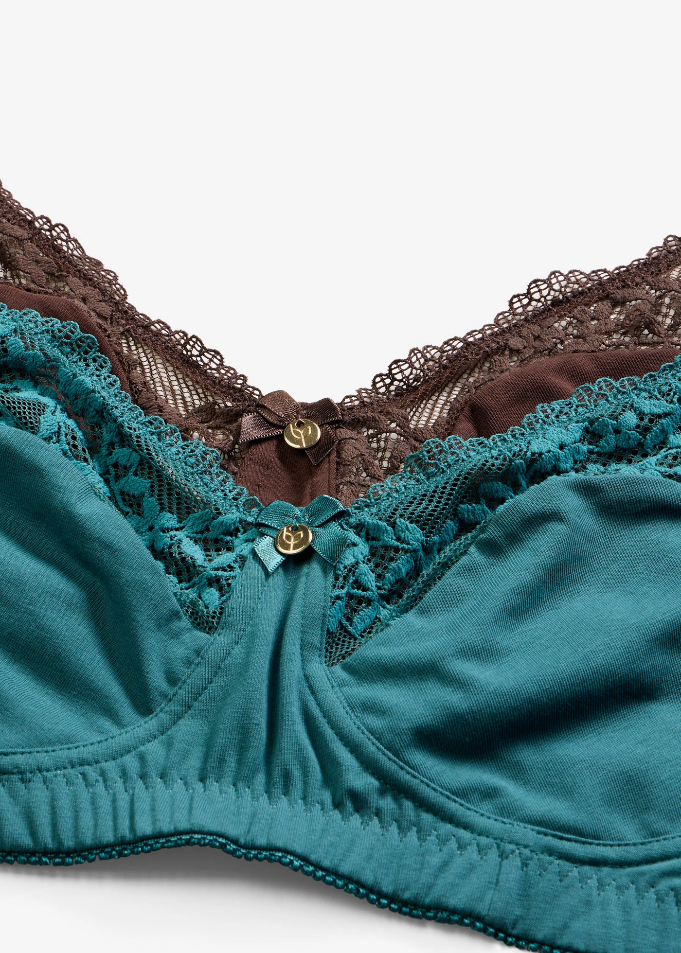 Sutien fără armătură cu bumbac organic (set/2 buc.) • maro închis-verde-piper • magazin bonprix