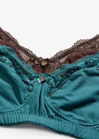 Sutien fără armătură cu bumbac organic (set/2 buc.) • maro închis-verde-piper • magazin bonprix