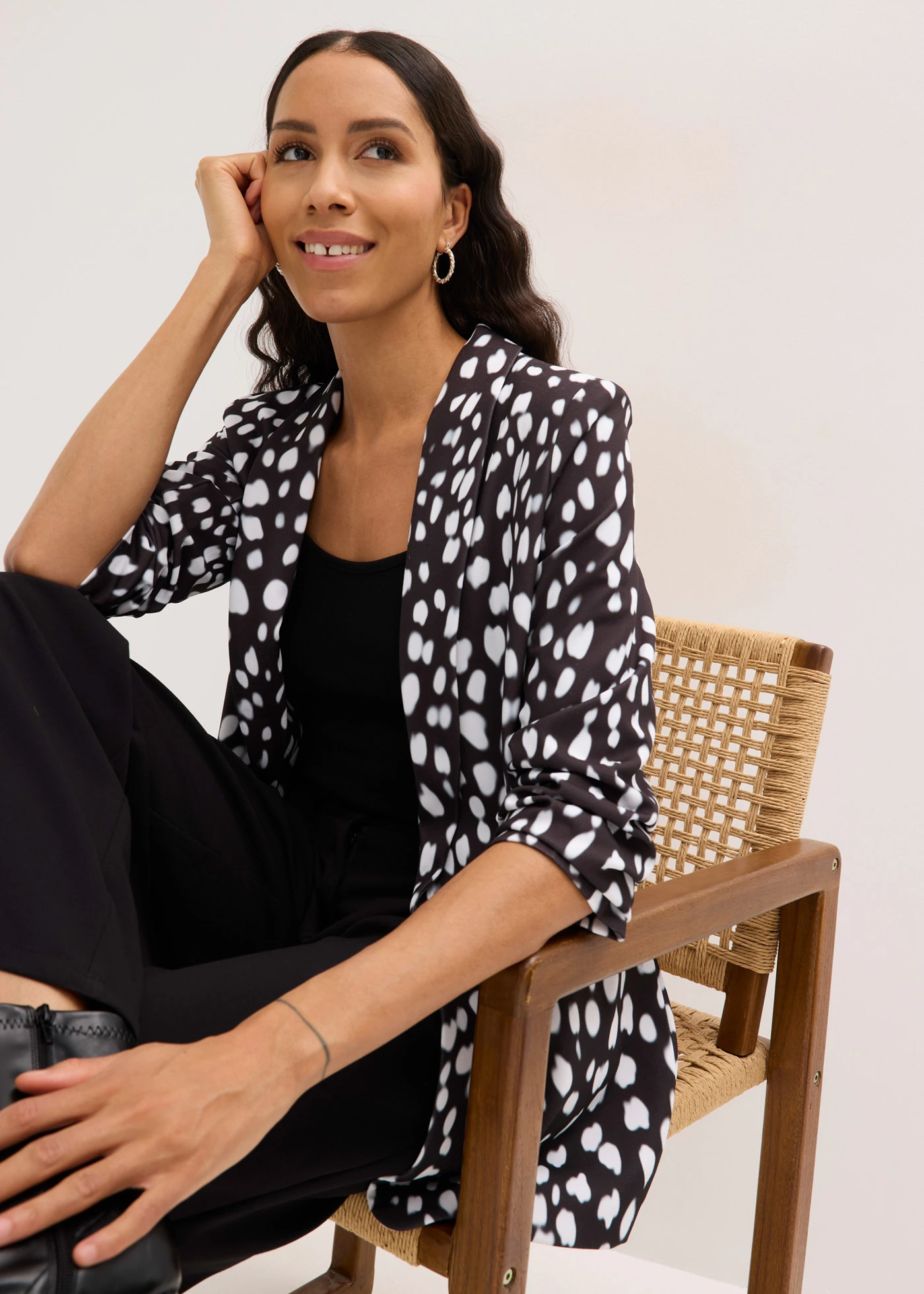 Blazer long imprimé • noir imprimé • Boutique bonprix