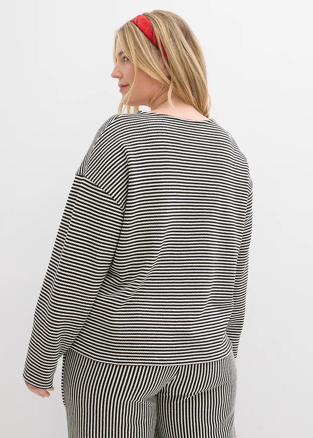 Jersey trui, Kleur: zwart-wolwit gestreept
