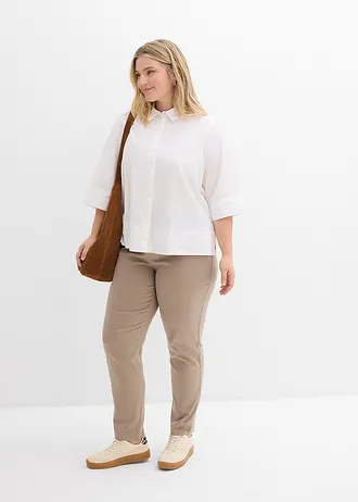 Chino van viscose-mix, Kleur: taupe