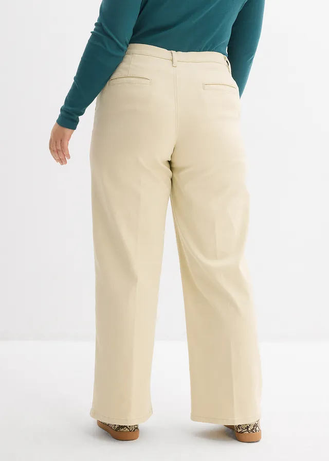 Pantalon en twill taille haute, Couleur: sable clair