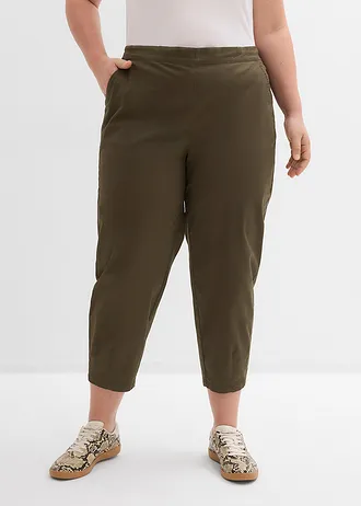 Slip-on broek van katoenmix, Kleur: donkerolijfgroen