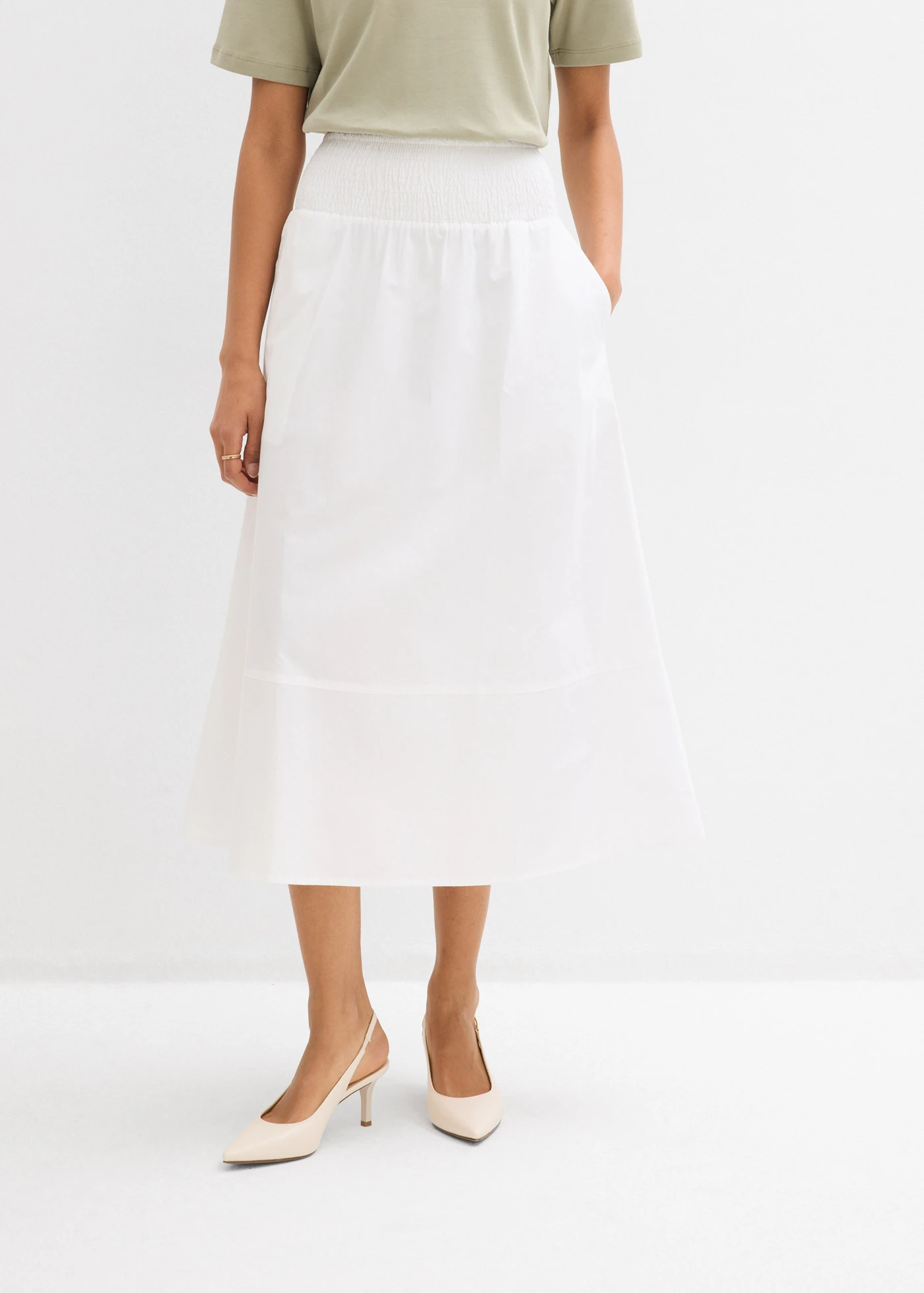 Midi rok van puur katoen • wit • bonprix online shop